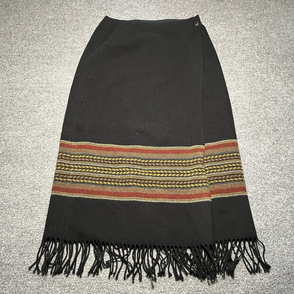 The Territory Ahead Skirt Women's Small Southwestern Wool Wrap Fringe Maxi